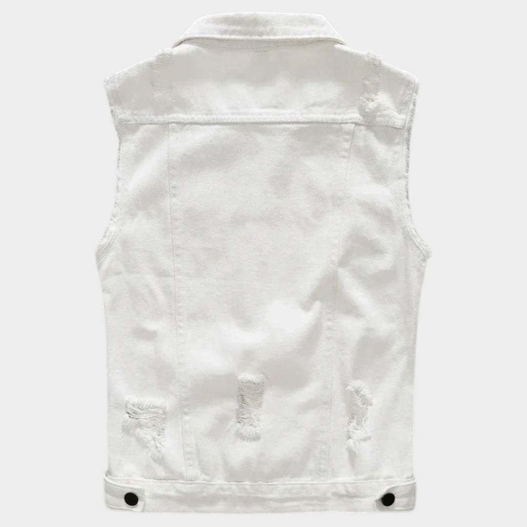 Distressed Sleeveless | Denim Jacket For Men