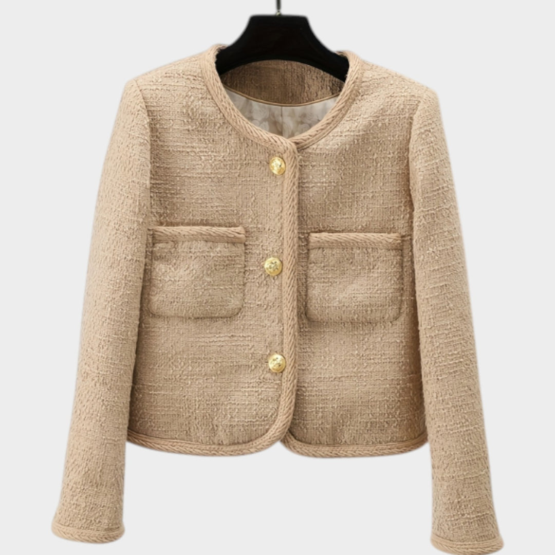 Women’s Jacket Casual Knit Gold Button Pocket Detail