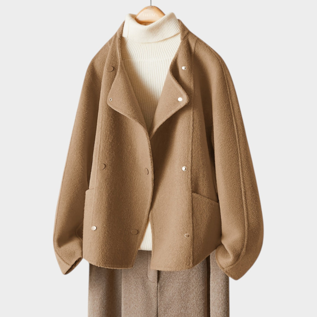 Women’s Wool Jacket Casual Short Double Breasted Lapel