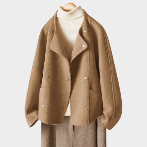 Women’s Wool Jacket Casual Short Double Breasted Lapel