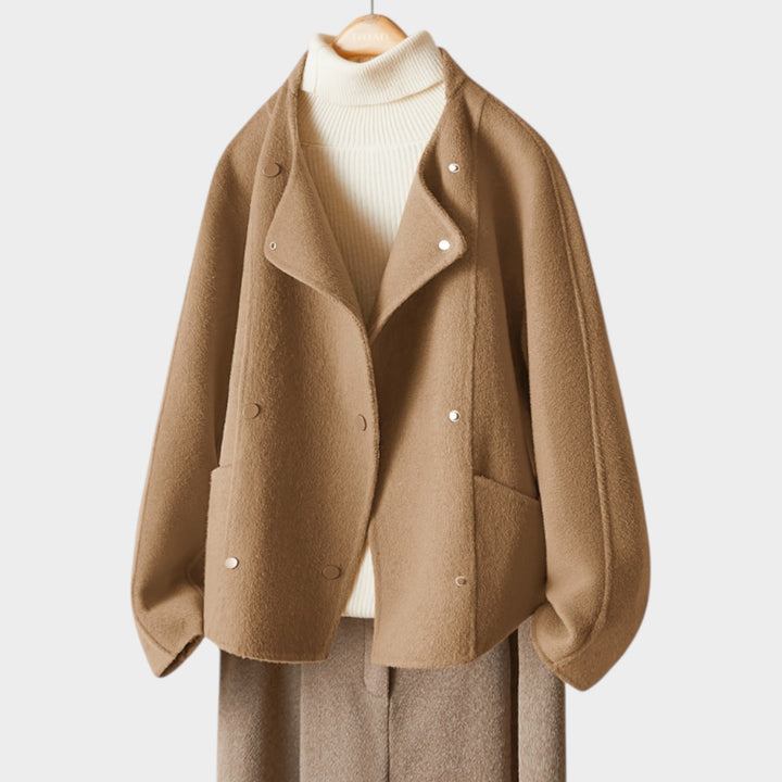 Women’s Wool Jacket Casual Short Double Breasted Lapel