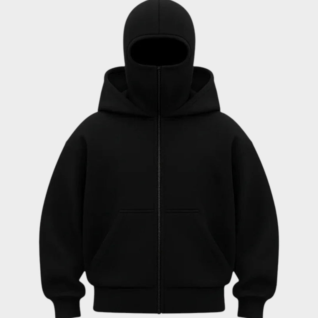 Unisex Zip-Up Hoodie | Integrated Face Cover Streetwear Jacket