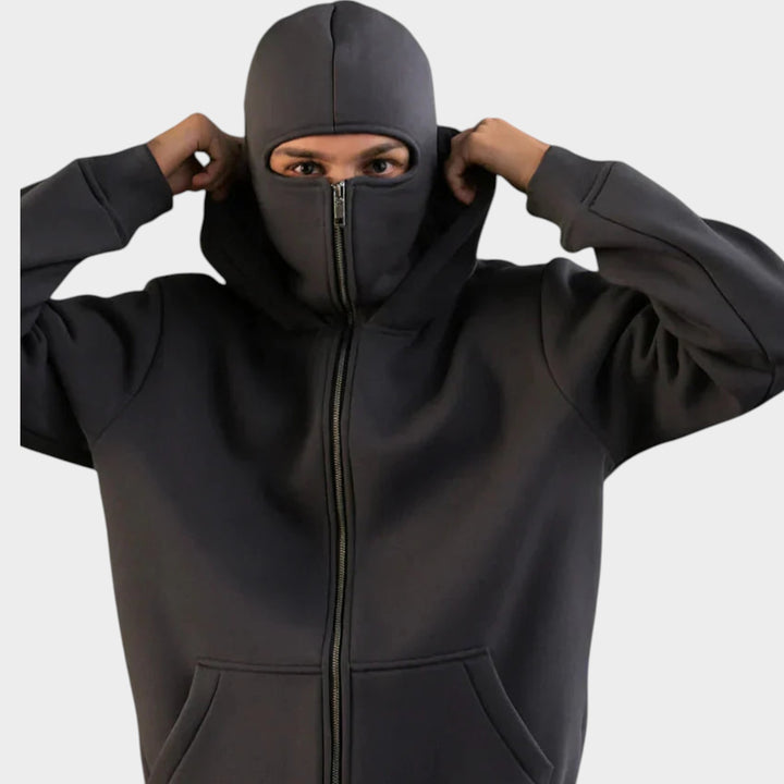 Unisex Zip-Up Hoodie | Integrated Face Cover Streetwear Jacket