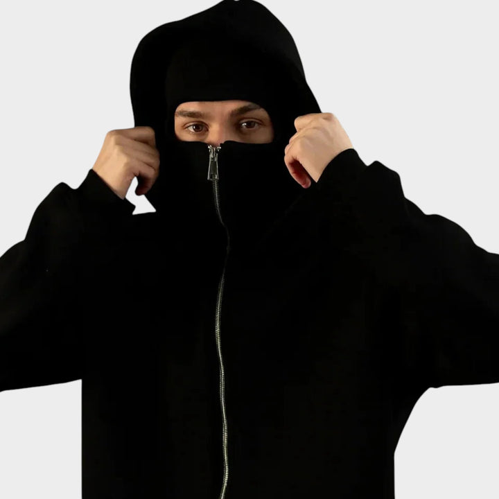 Unisex Zip-Up Hoodie | Integrated Face Cover Streetwear Jacket
