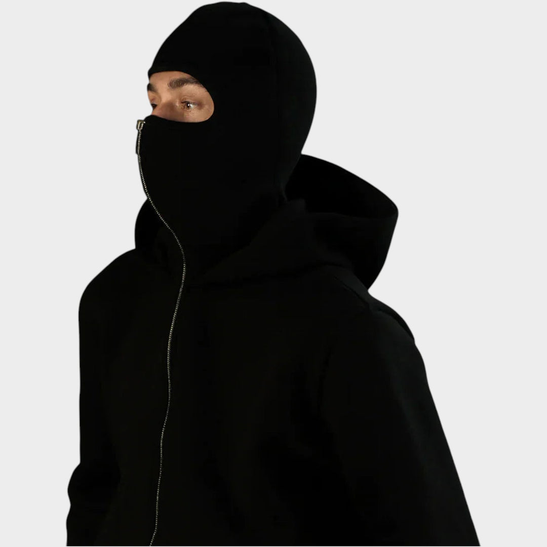 Unisex Zip-Up Hoodie | Integrated Face Cover Streetwear Jacket