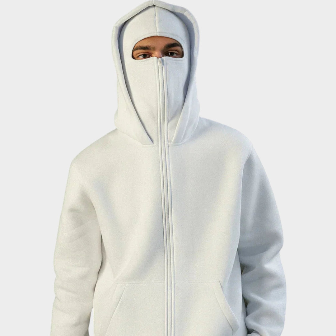 Unisex Zip-Up Hoodie | Integrated Face Cover Streetwear Jacket
