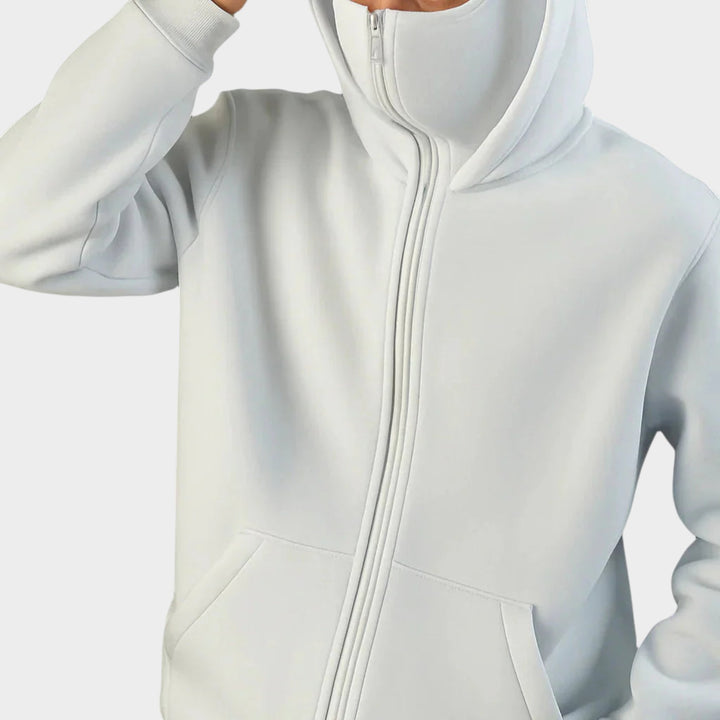 Unisex Zip-Up Hoodie | Integrated Face Cover Streetwear Jacket