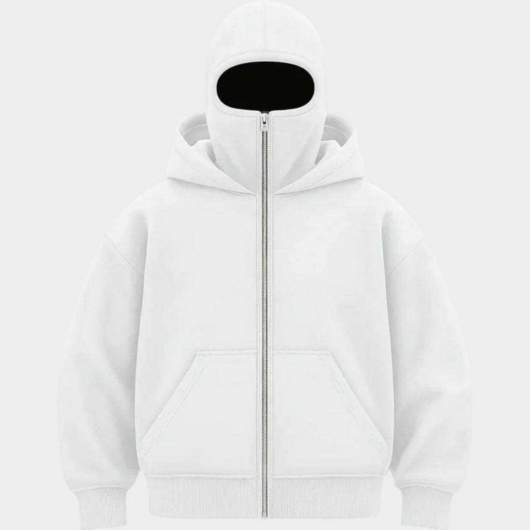 Unisex Zip-Up Hoodie | Integrated Face Cover Streetwear Jacket