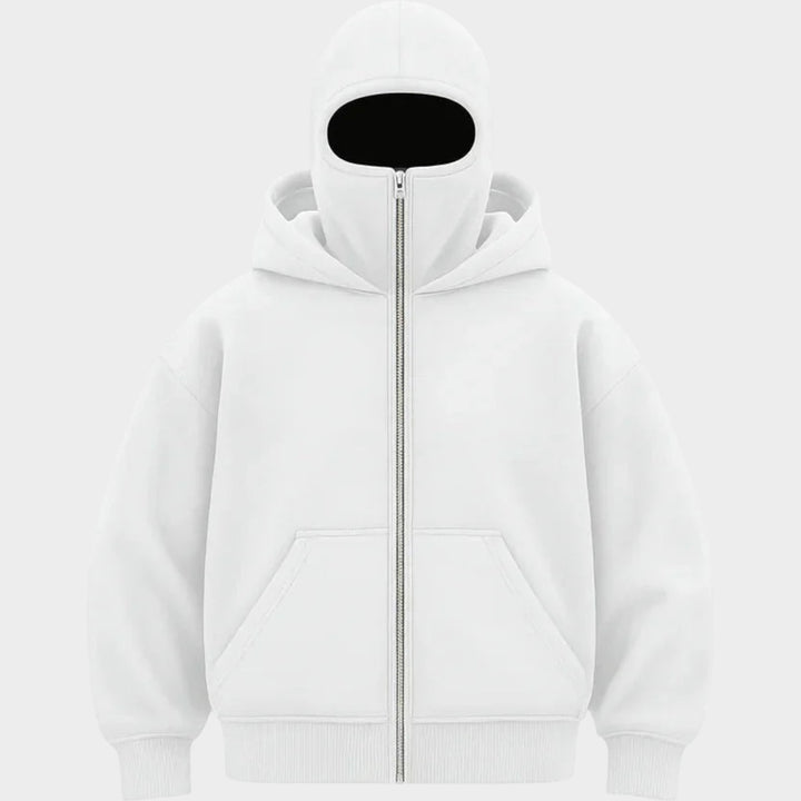 Unisex Zip-Up Hoodie | Integrated Face Cover Streetwear Jacket