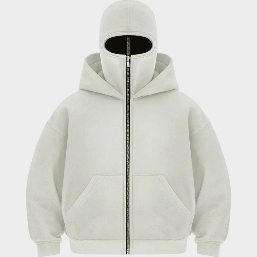 Unisex Zip-Up Hoodie | Integrated Face Cover Streetwear Jacket