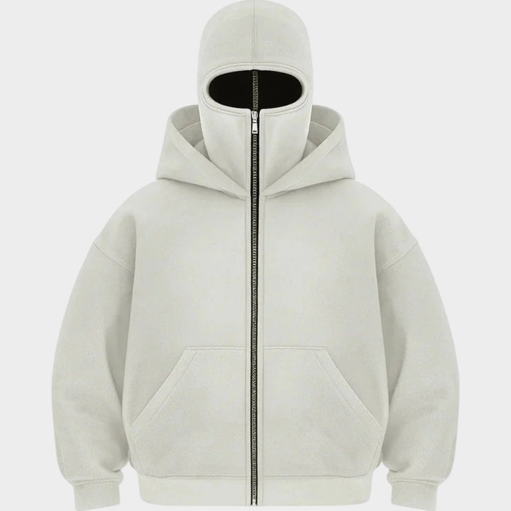 Unisex Zip-Up Hoodie | Integrated Face Cover Streetwear Jacket