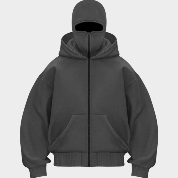 Unisex Zip-Up Hoodie | Integrated Face Cover Streetwear Jacket