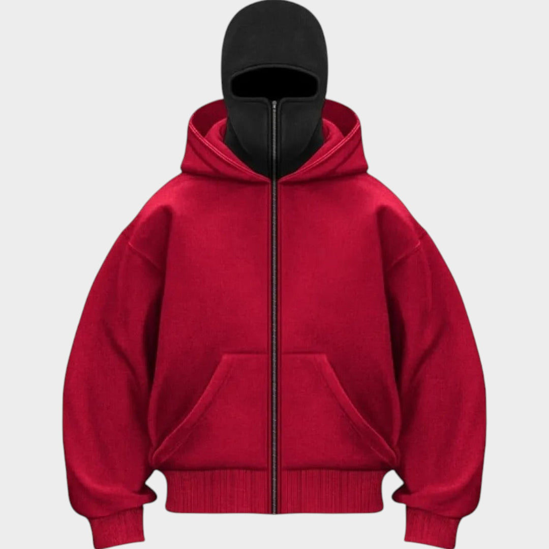 Unisex Zip-Up Hoodie | Integrated Face Cover Streetwear Jacket