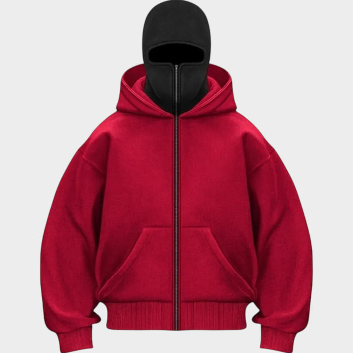 Unisex Zip-Up Hoodie | Integrated Face Cover Streetwear Jacket