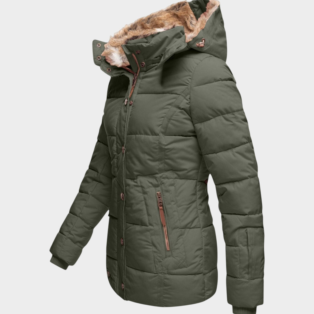 Women’s Puffer Jacket Faux Fur Hood Padded Winter Coat