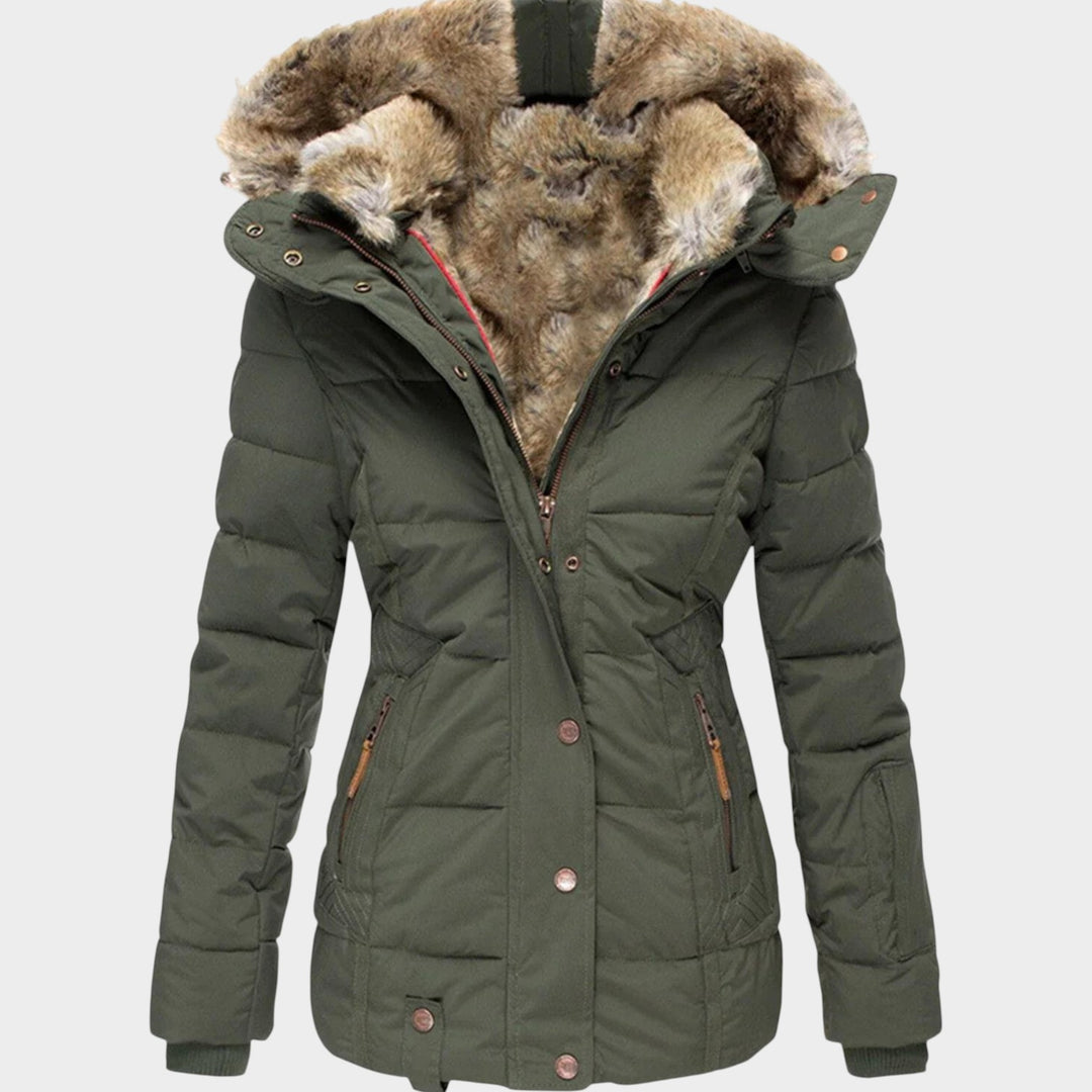 Women’s Puffer Jacket Faux Fur Hood Padded Winter Coat