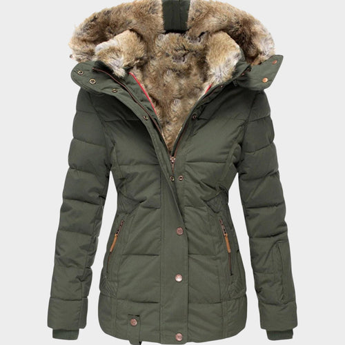 Women’s Puffer Jacket Faux Fur Hood Padded Winter Coat