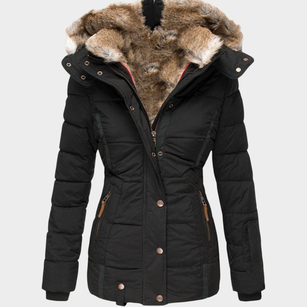 Women’s Puffer Jacket Faux Fur Hood Padded Winter Coat