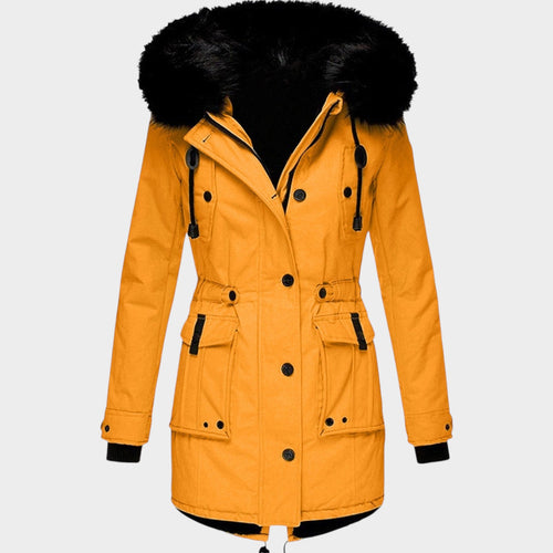 Women’s Parka Winter Coat Hooded Button Closure Pockets