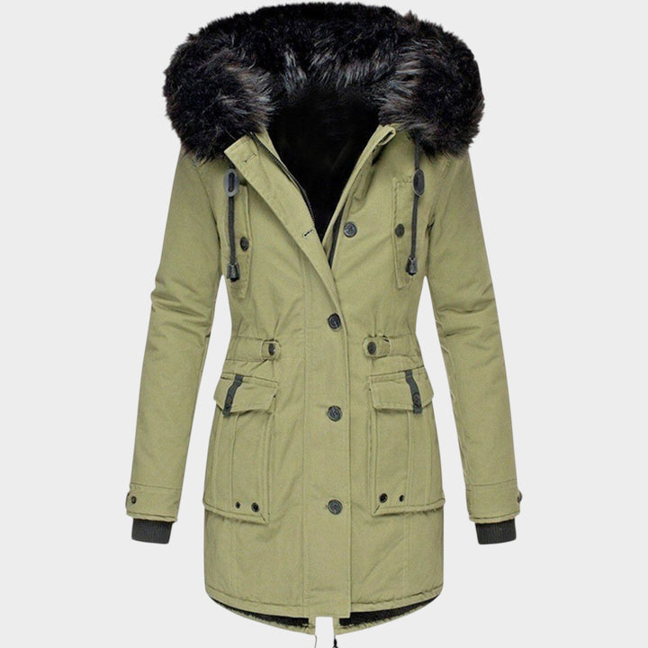Women’s Parka Winter Coat Hooded Button Closure Pockets