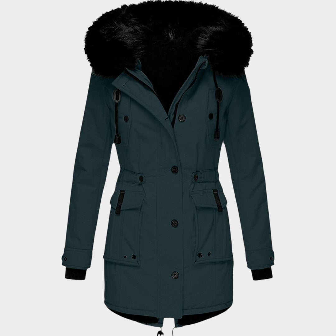 Women’s Parka Winter Coat Hooded Button Closure Pockets