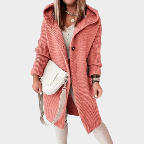 Women's Long Warm Hooded Knit | Cardigan