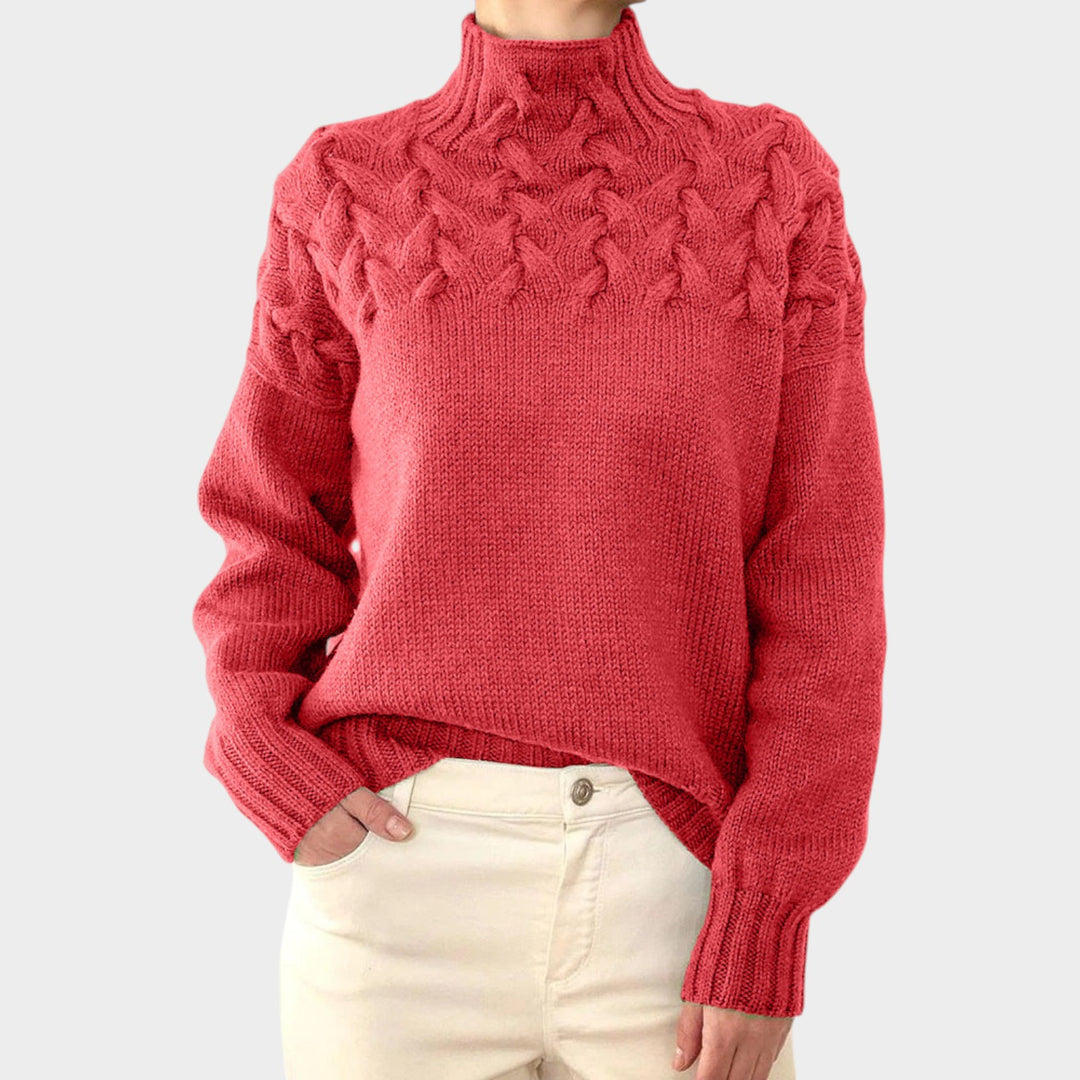 Women’s Cable Knit Turtleneck Sweater Cozy Comfortable Fit