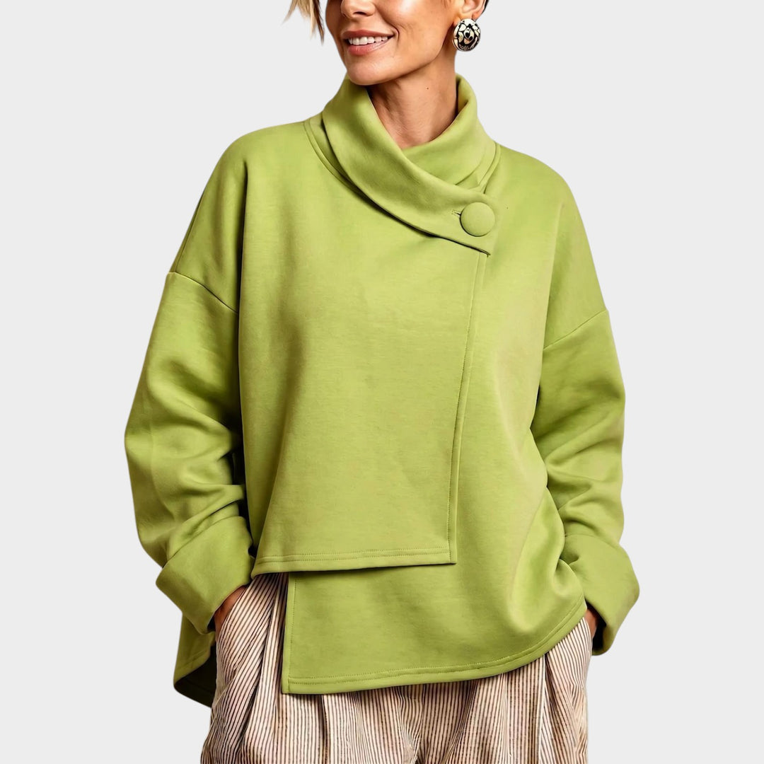 Women’s Asymmetric Sweater Draped Cowl Neck Design