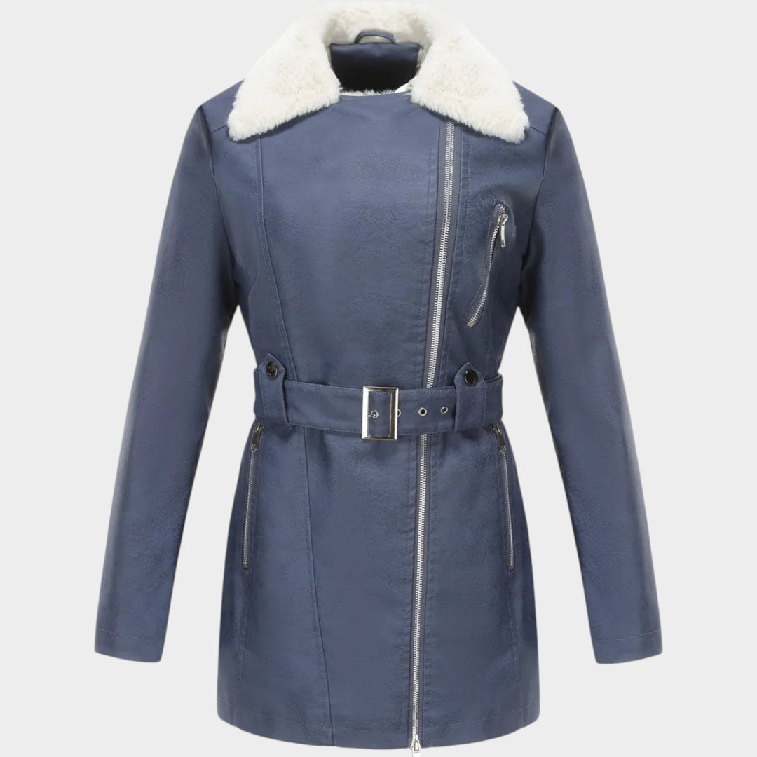 Women’s Winter Coat Waist Belt Long Sleeve Pockets