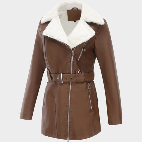 Women’s Winter Coat Waist Belt Long Sleeve Pockets