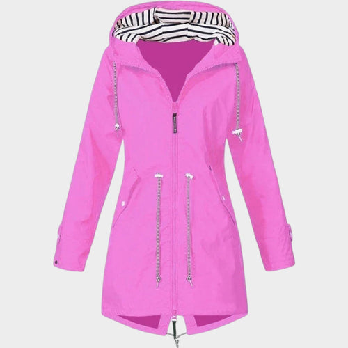 Women's Trench Coat Waterproof Hooded Zip Front