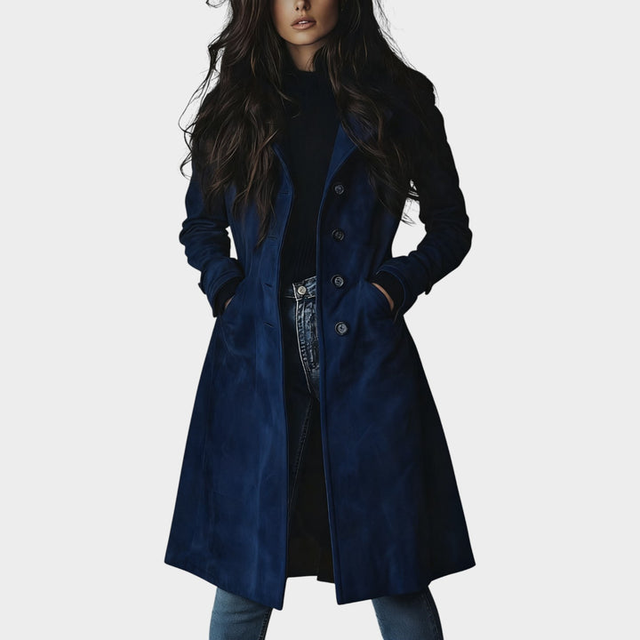 Women’s Coat Long Casual Suede Button Front