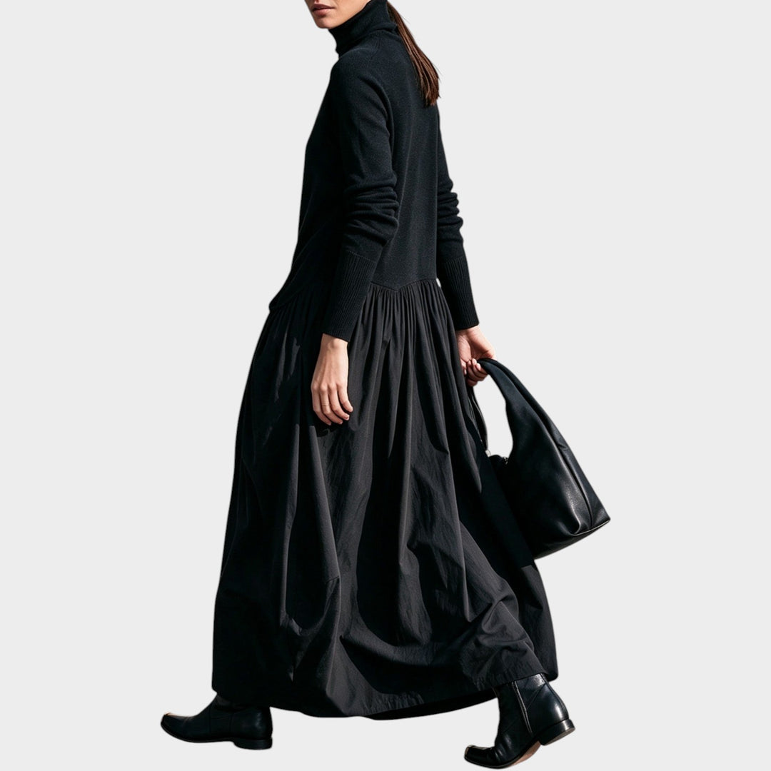 Women’s Oversized Maxi Dress Stand Collar Loose Fit