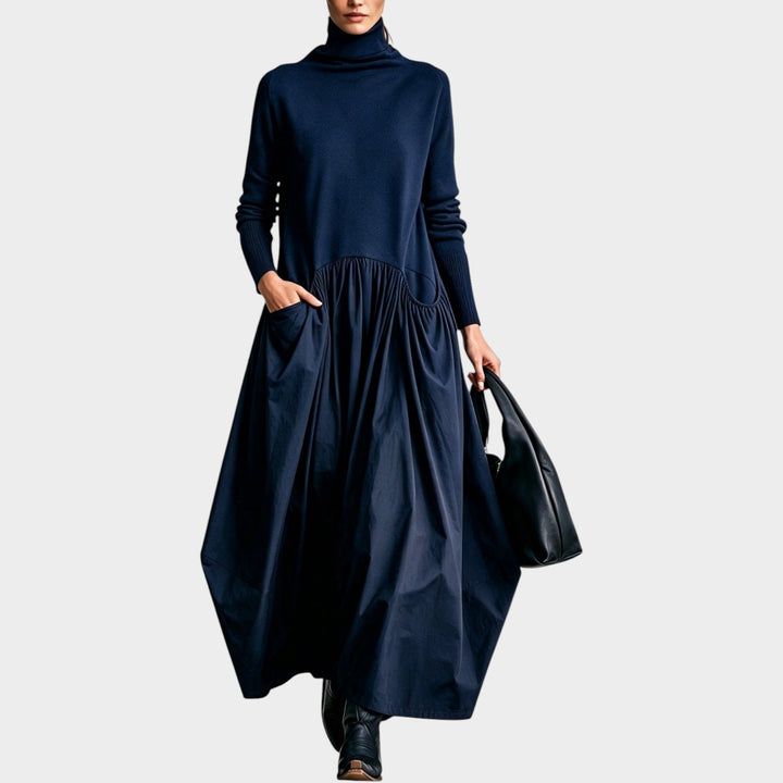Women’s Oversized Maxi Dress Stand Collar Loose Fit