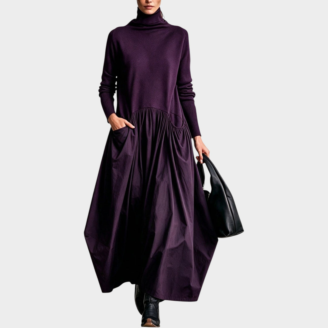 Women’s Oversized Maxi Dress Stand Collar Loose Fit