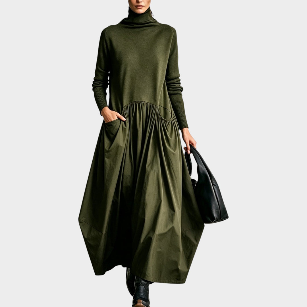 Women’s Oversized Maxi Dress Stand Collar Loose Fit