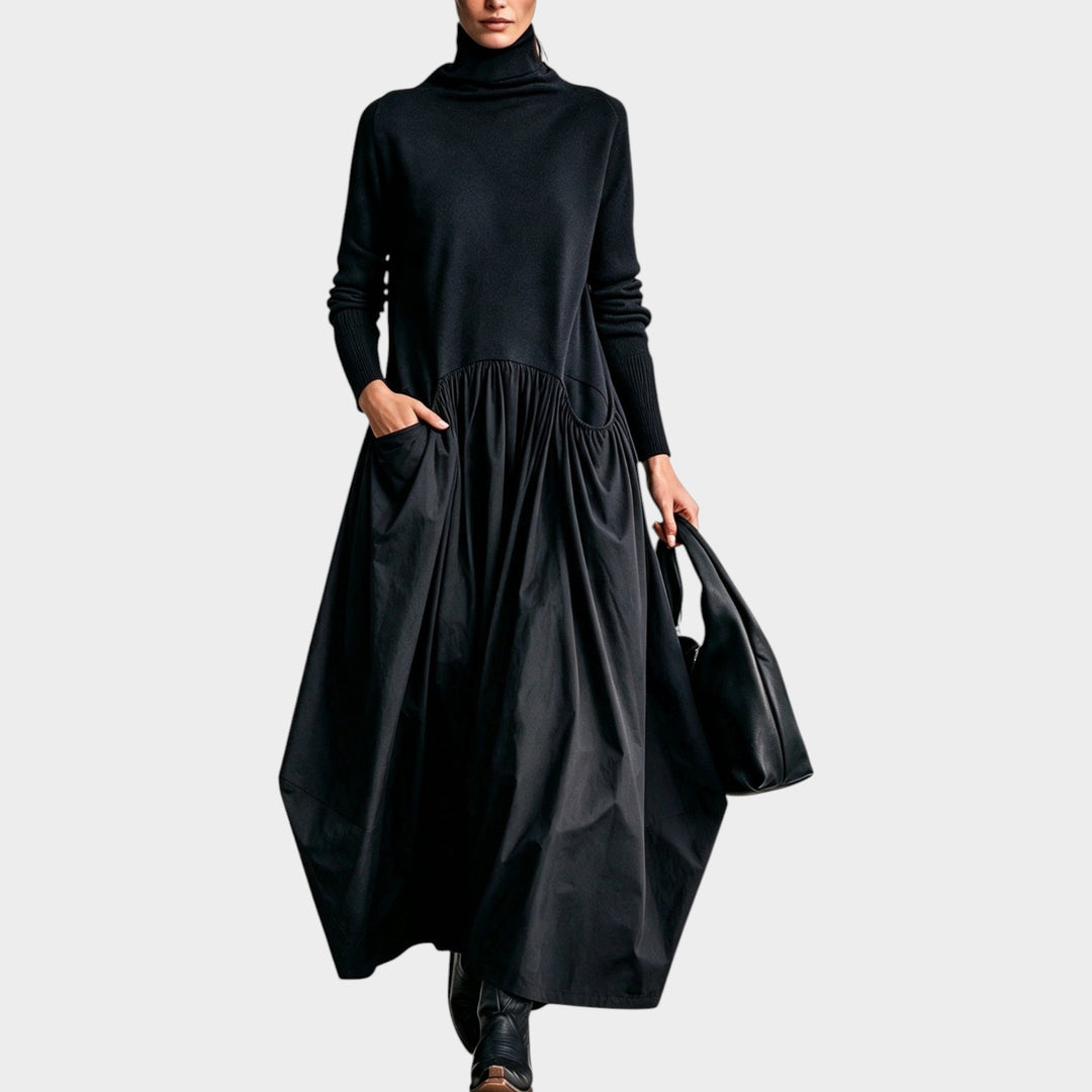 Women’s Oversized Maxi Dress Stand Collar Loose Fit