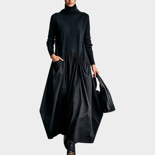 Women’s Oversized Maxi Dress Stand Collar Loose Fit