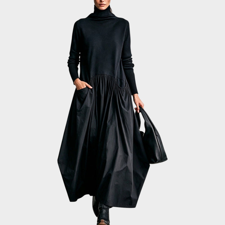 Women’s Oversized Maxi Dress Stand Collar Loose Fit