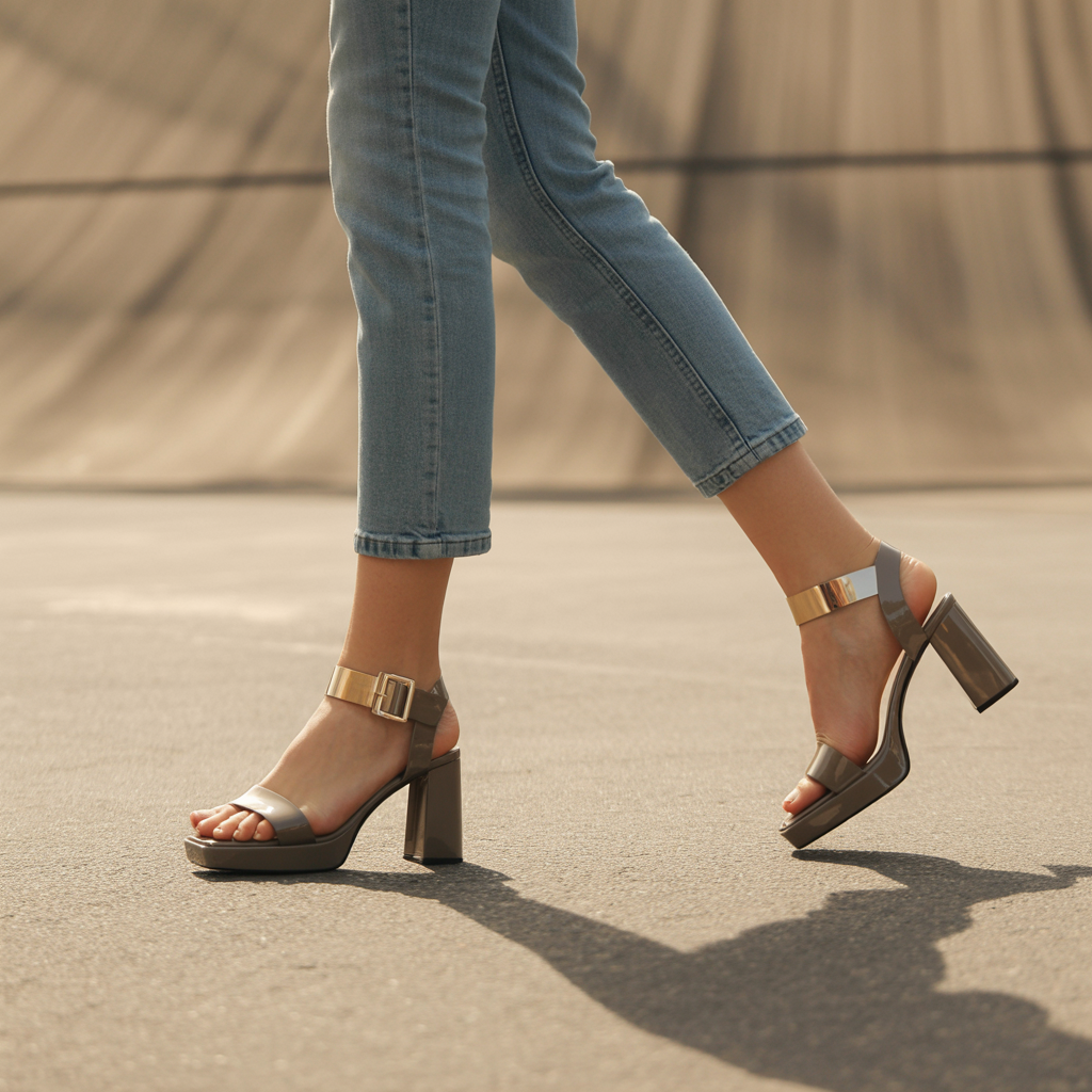 Modern Block Heel Sandals with Ankle Strap