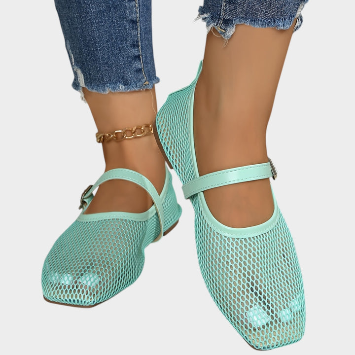 Women’s Mesh Ballet Flats Casual Buckle Strap