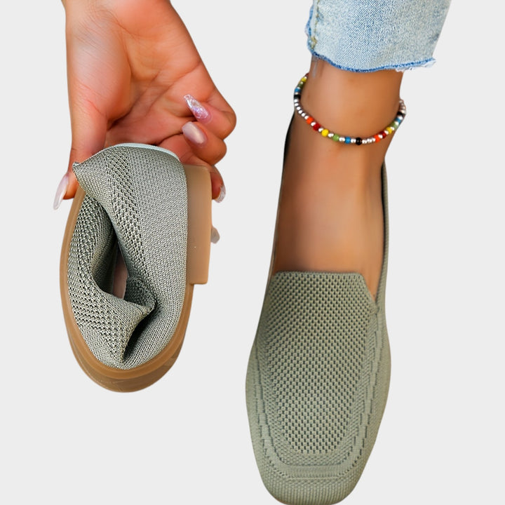Women’s Knit Ballet Flats Square Toe Wide Fit