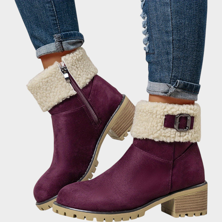 Women’s Ankle Boots Furry Collar Thick Sole Round Toe