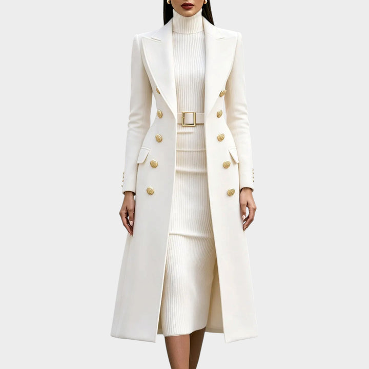 Women’s Long Coat Elegant Classic Tailored Style