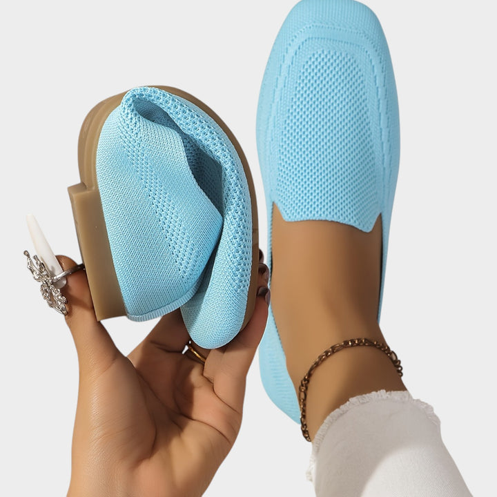 Women’s Knit Ballet Flats Square Toe Wide Fit