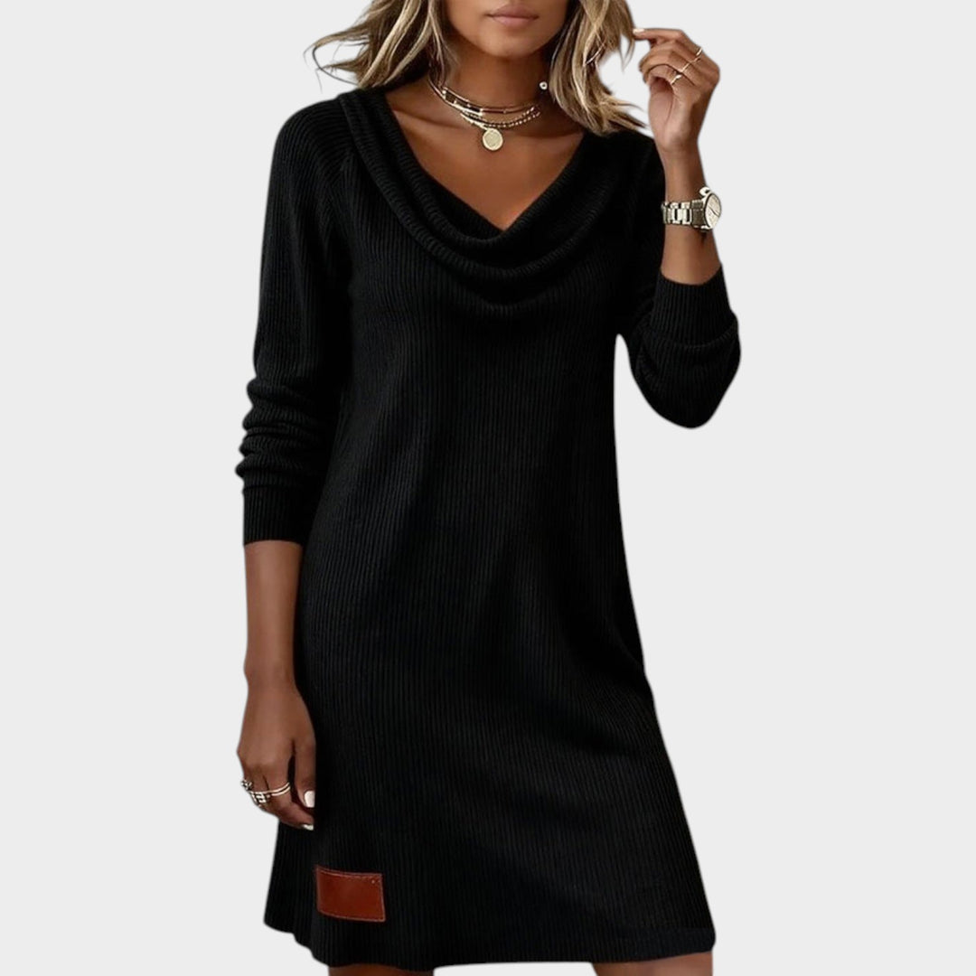 Women’s Sweater Dress Cowl Neck Ribbed Knit