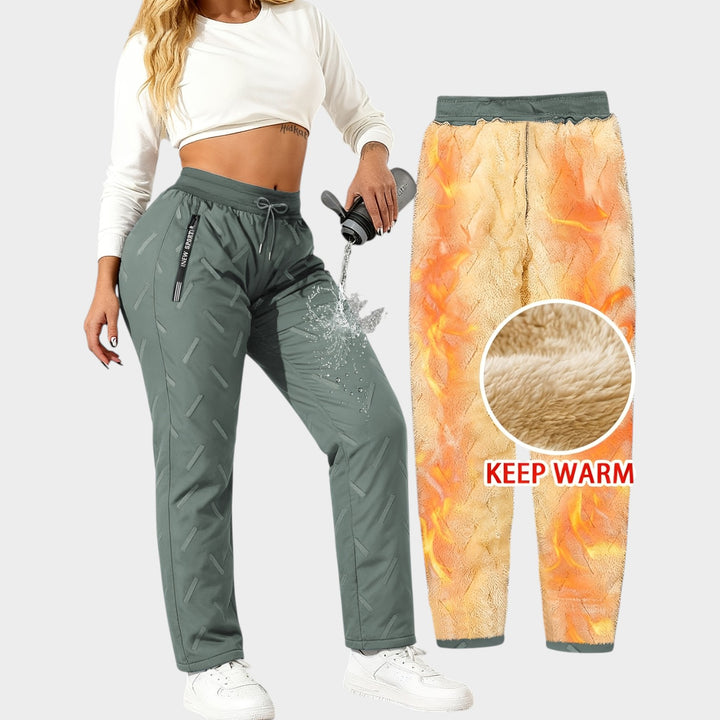 Women’s Fleece-Lined Winter Pants Loose Fit Zipper Pockets