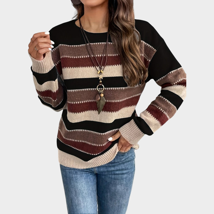 Women’s Striped Sweater Crew Neck Casual Pullover