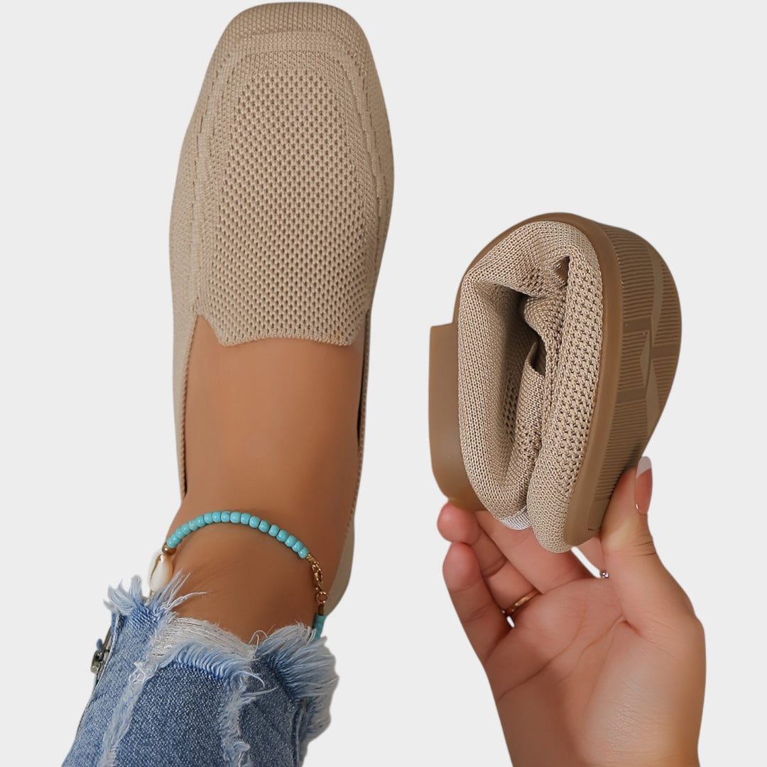 Women’s Knit Ballet Flats Square Toe Wide Fit