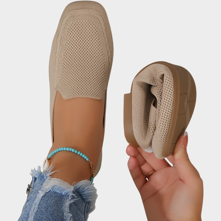 Women’s Knit Ballet Flats Square Toe Wide Fit